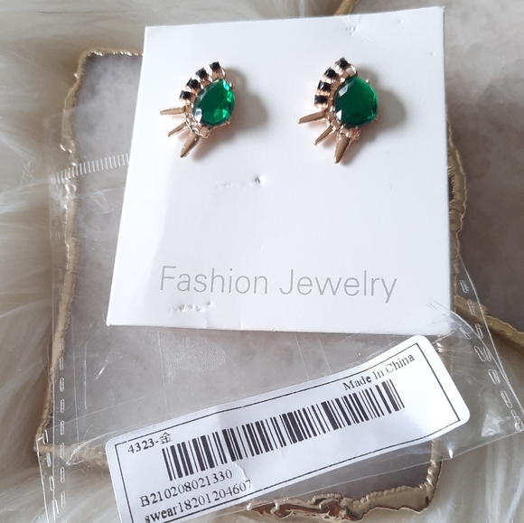 Faux Gemstone Stud Earrings - Picture 6 of 9